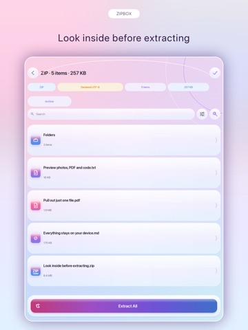 Zipbox: Unzip RAR, ZIP & 7z screenshot