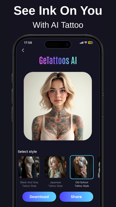 GeTattoos AI Tattoo Generator iPhone screenshot 3 - Lifestyle app
