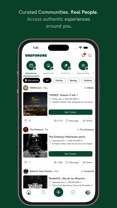 Oneforone - Community & Events iPhone screenshot 1 - Social Networking app