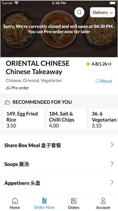 ORIENTAL CHINESE Screenshot