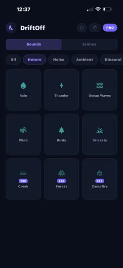 Скриншот DriftOff — Sleep Sounds на iPhone 2