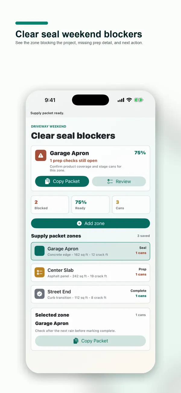Screenshot #1 pour Driveway Seal Planner