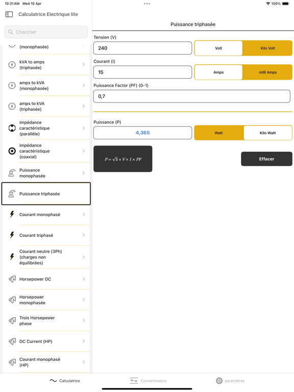 Screenshot #5 pour Calculatrice Electrique lite