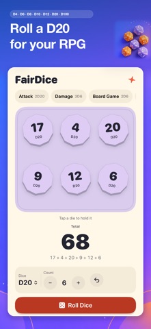 Dice Roller D4 to D100 Offline Screenshot 2 of 6