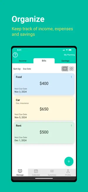 Monthly Bill Planner screenshot 1