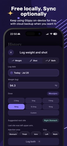 Glippy: Private GLP-1 Tracker iPhone screenshot