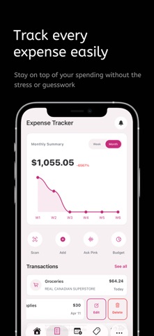 Pink Finance AI iPhone screenshot