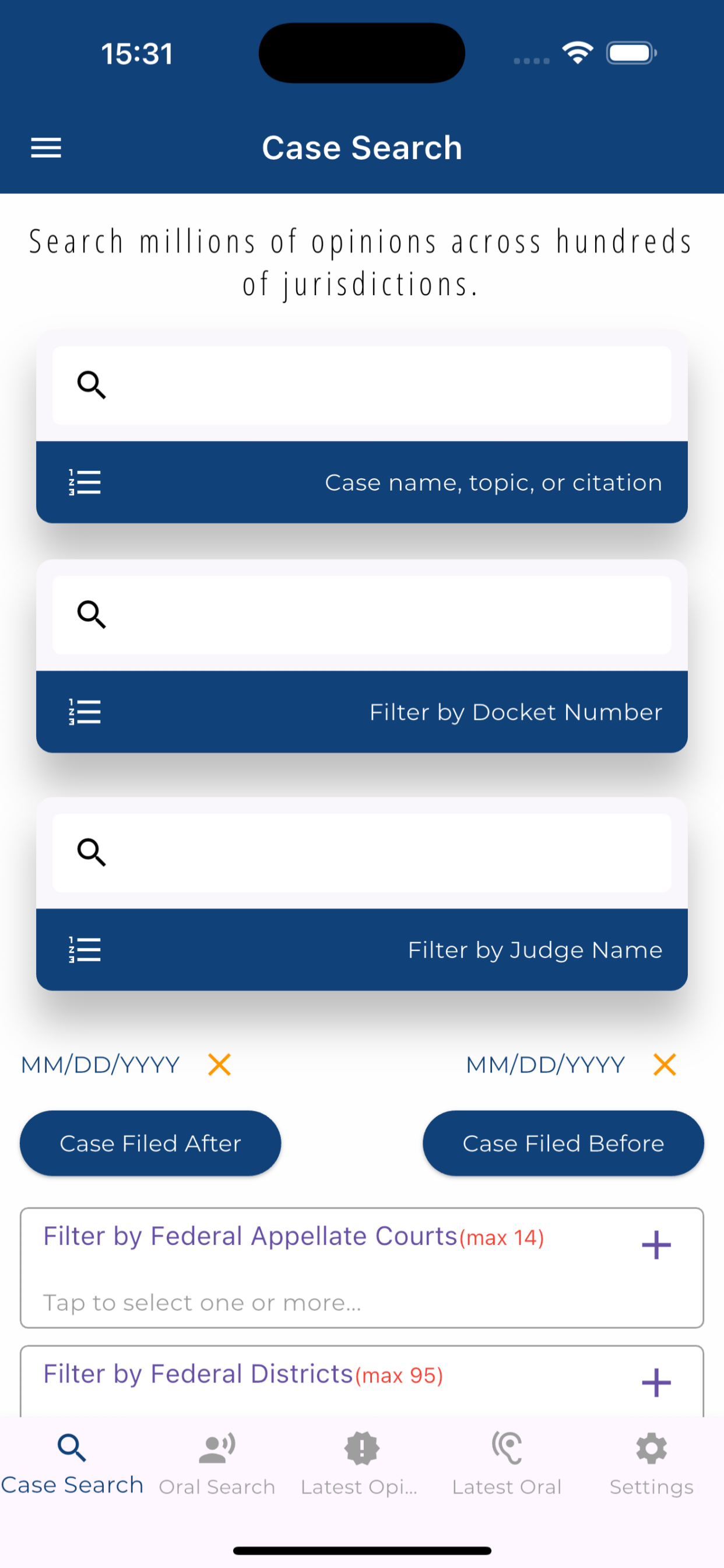 American Court Cases App & AI