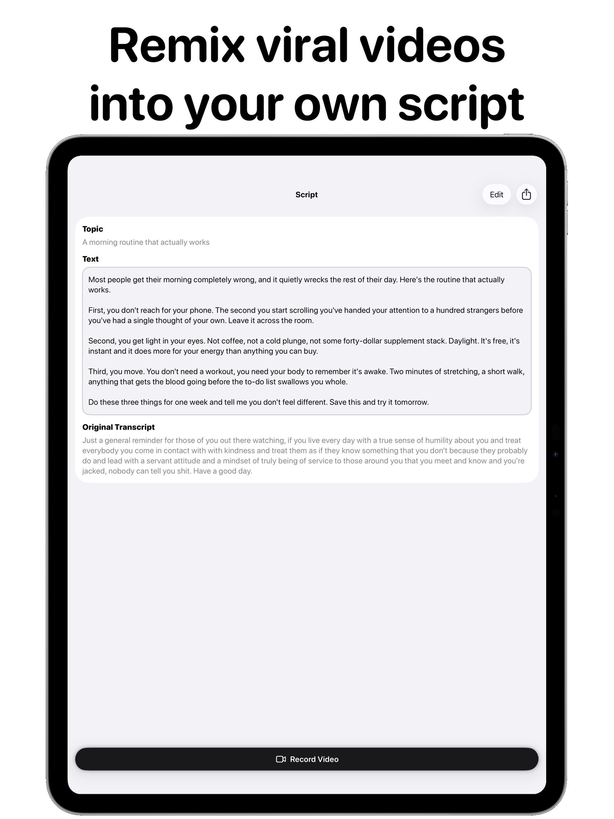 Transcript From Reel AI Script screenshot 9