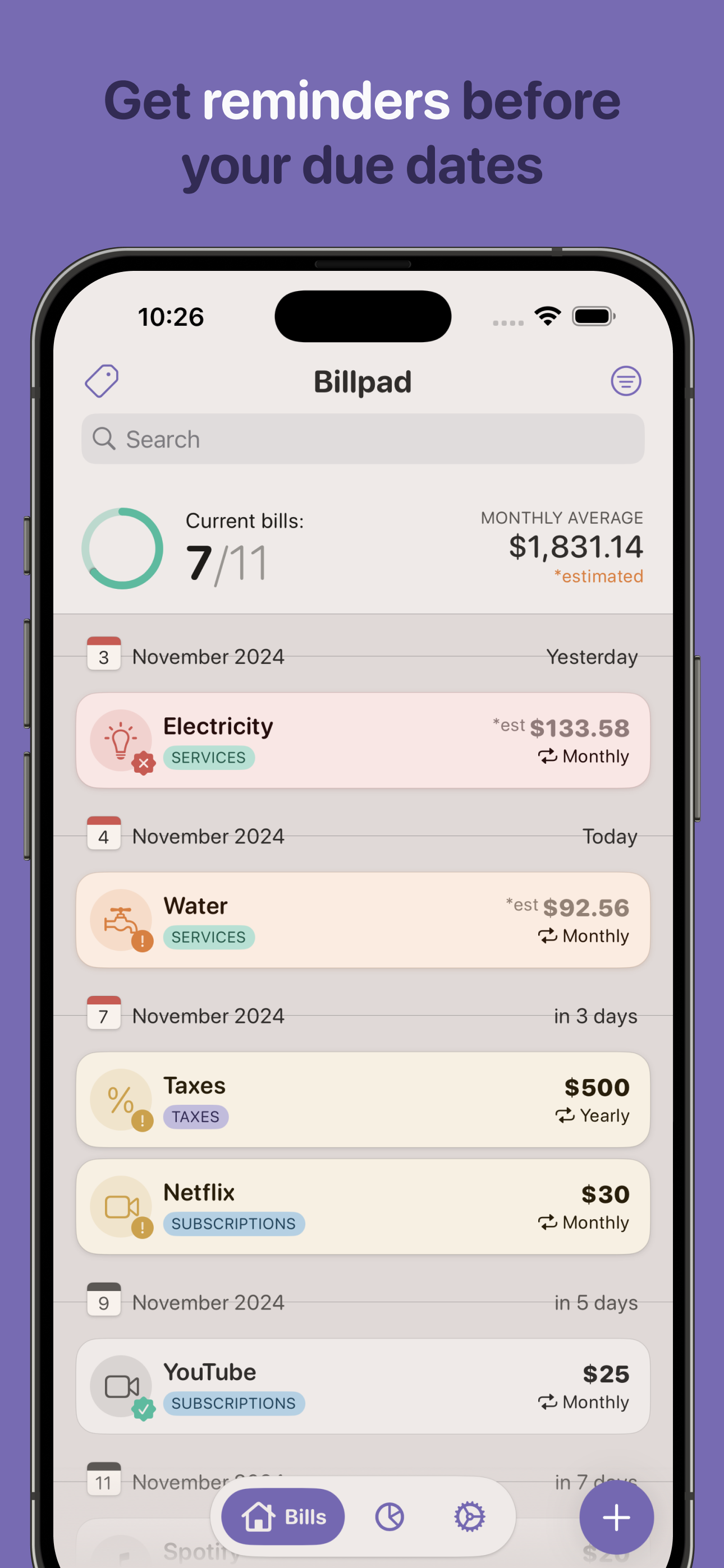 Billpad: Bill Reminder