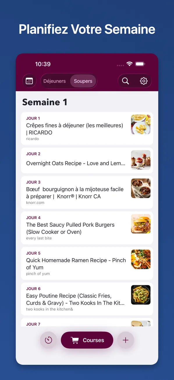 Screenshot #1 pour WeeklyChefs - Planifier repas