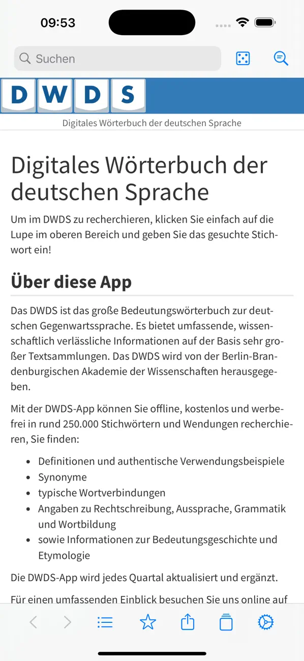 #1. DWDS (iOS) Ved: Berlin-Brandenburg Academy