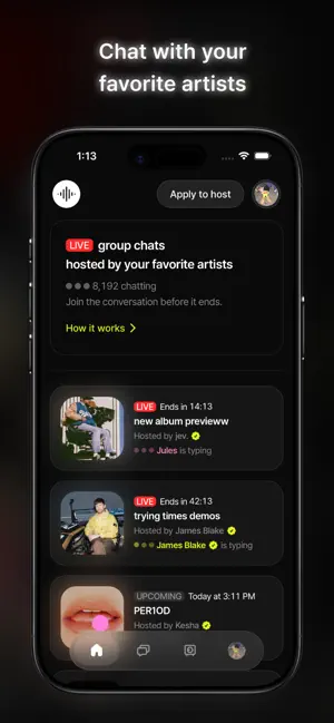 Vault.fm: Live Group Chats screenshot 1
