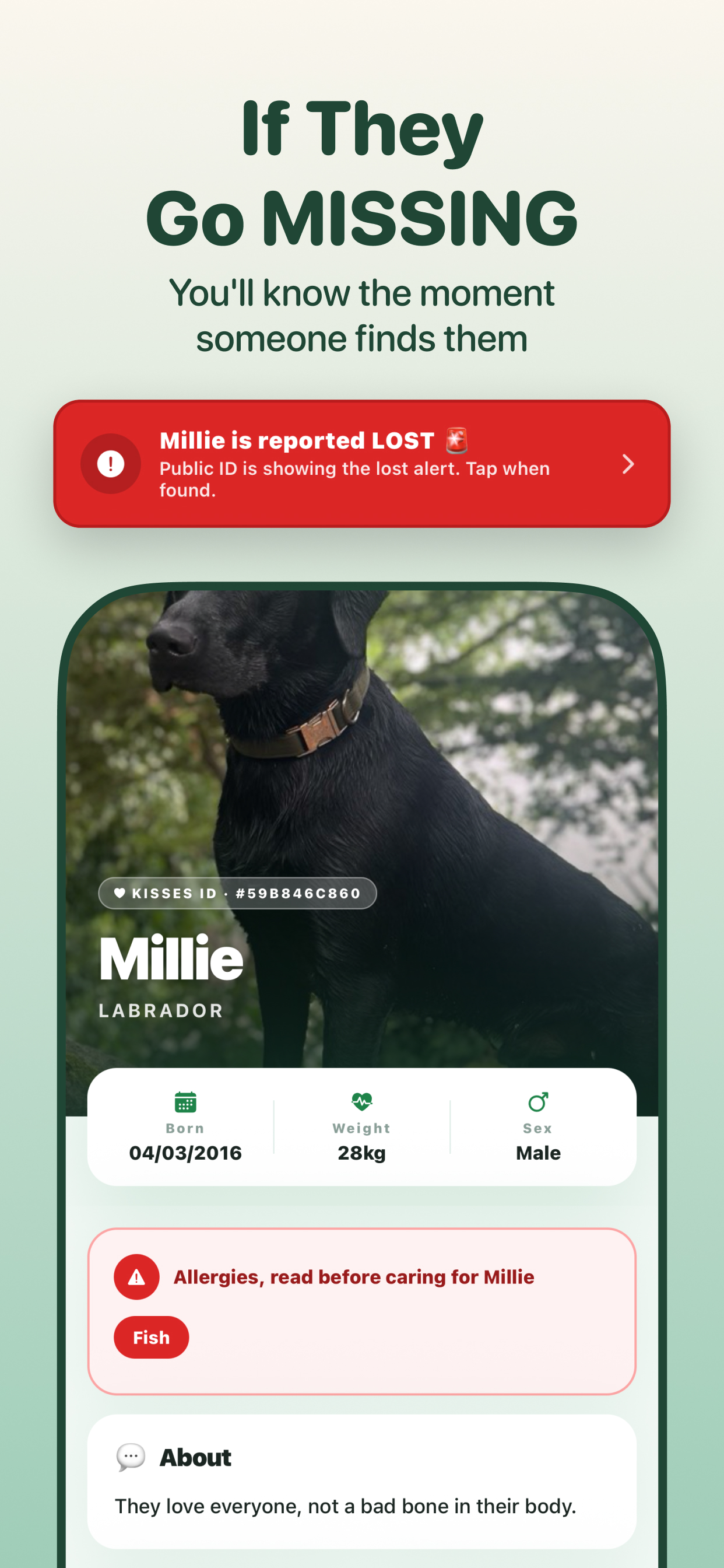 Kisses: Pet ID & Lost-Pet App