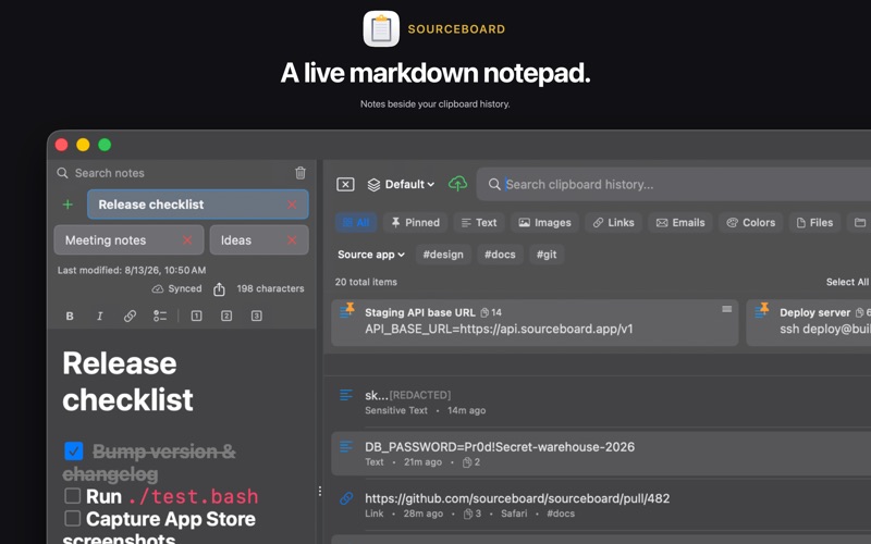 SourceBoard Clipboard Manager screenshot