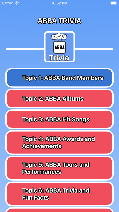 Screenshot 1 of ABBA Trivia App