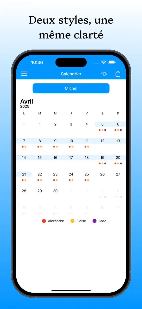Screenshot #2 pour KidCal: Calendrier des parents