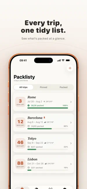 Packlisty: Travel Packing List screenshot 1