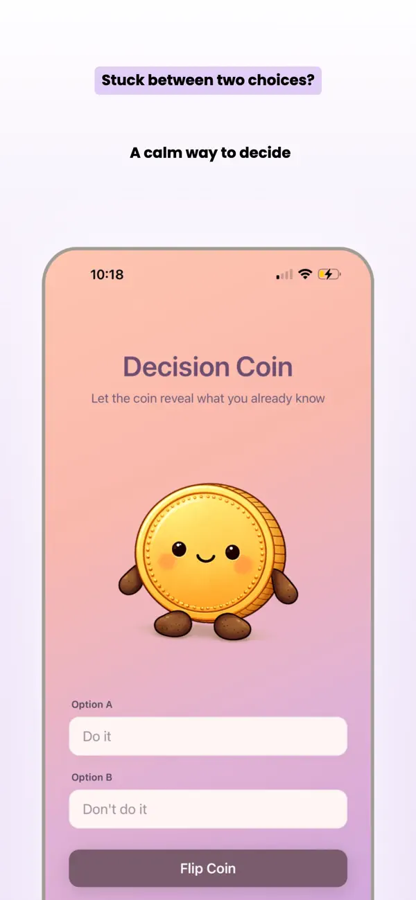 Screenshot #1 pour Decision Coin - Calm Clarity
