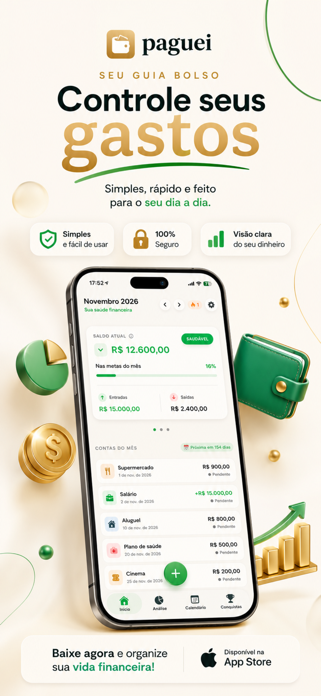 Expense Tracker: Paguei! Screenshot 1 of 8