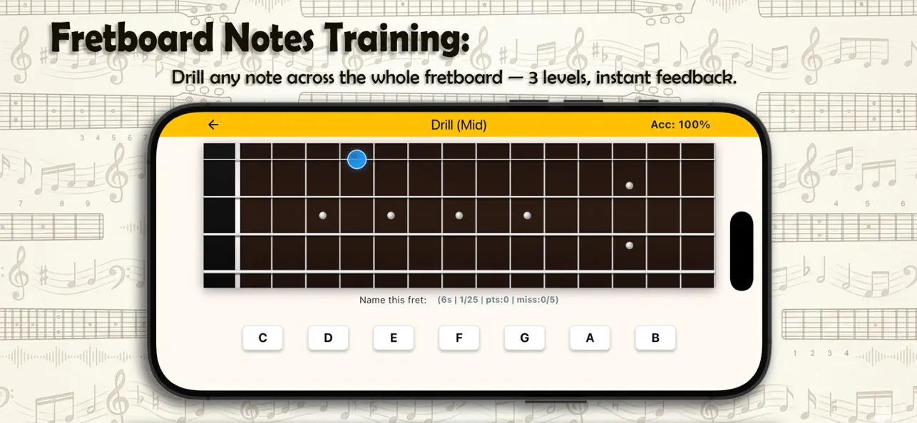 Screenshot #3 pour Bass Fretboard Trainer
