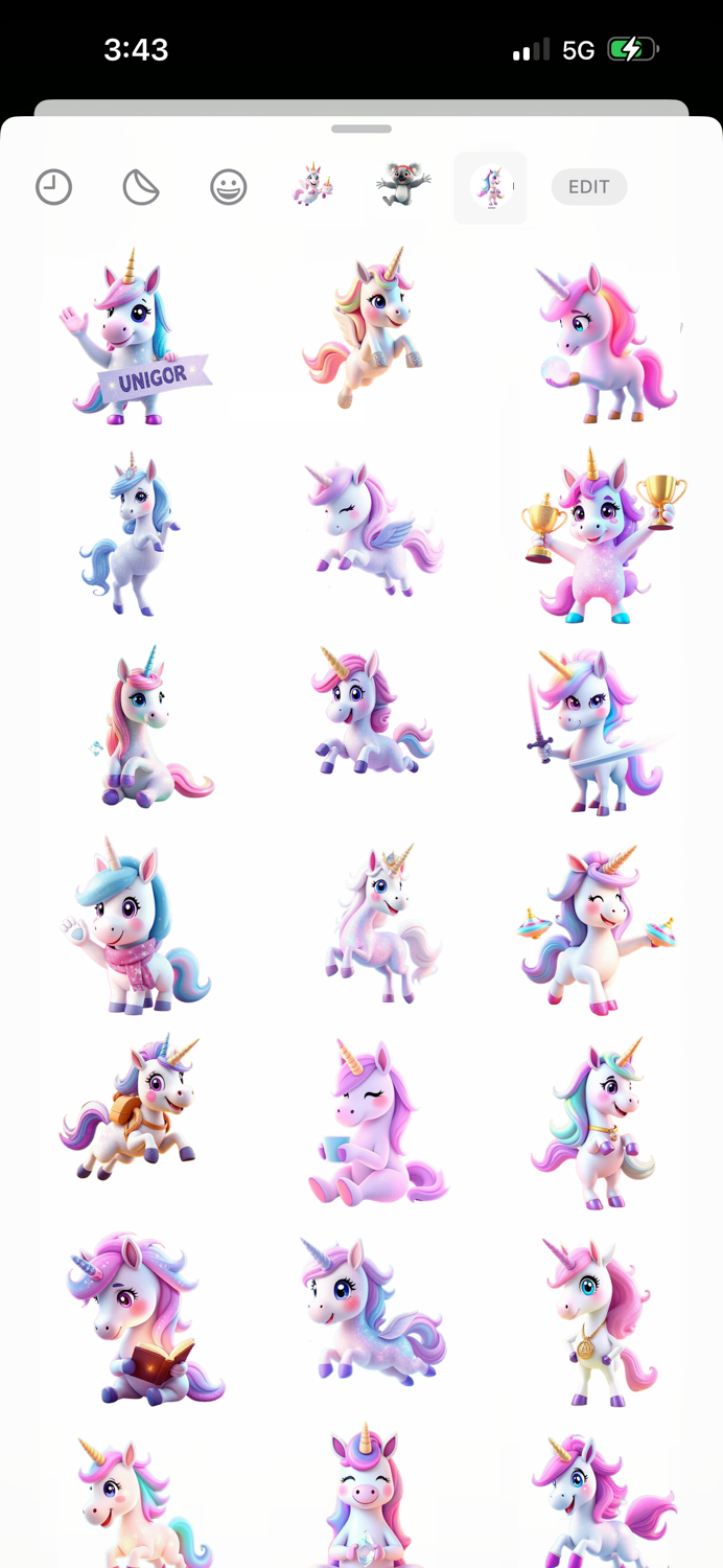 闪闪发光的独角兽贴纸