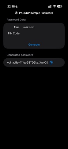 Passup: Simple password screenshot