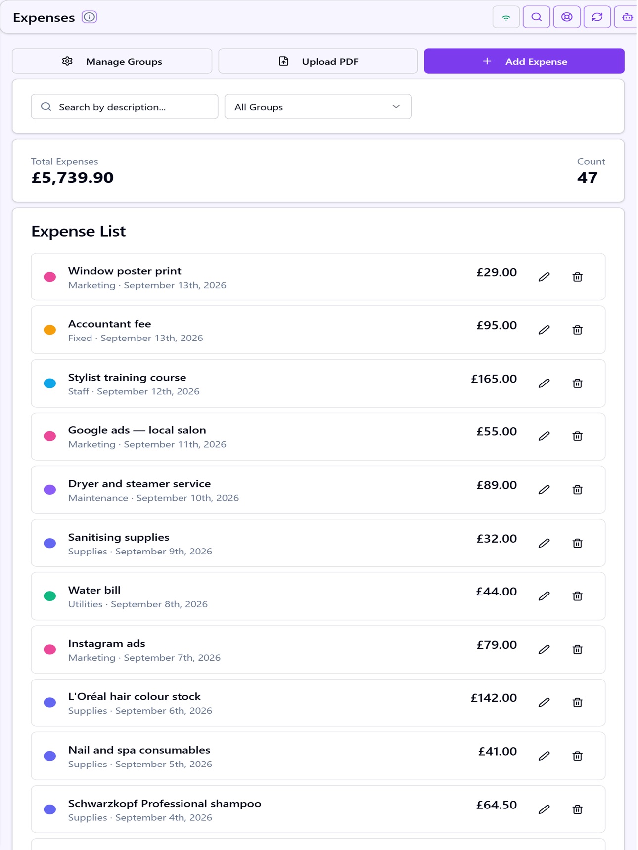 Screenshot 2 of Salon Expense Tracker