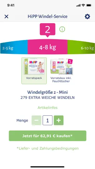 Screenshot von HiPP App auf dem iPhone 3