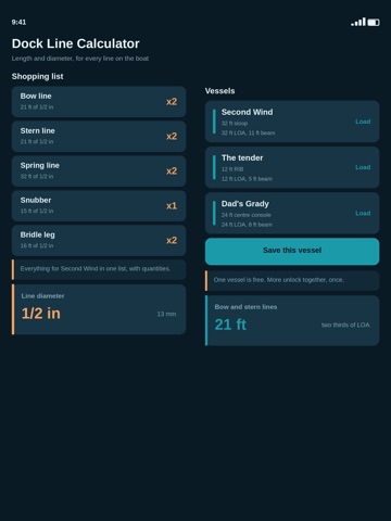 Dock Line Calculator iPad screenshot