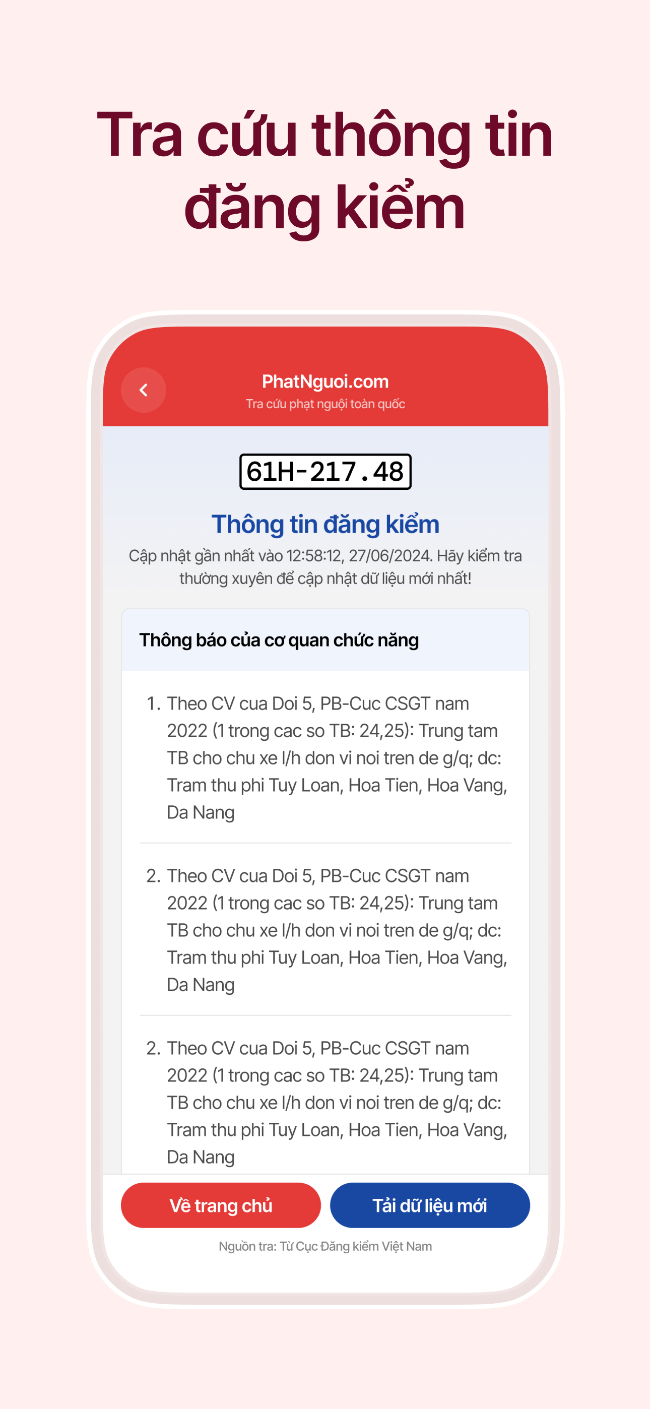 Tra cứu phạt nguội toàn quốc