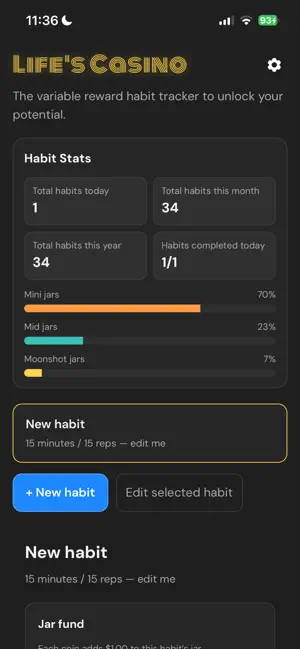 Lifes Casino Habit Tracker screenshot 2