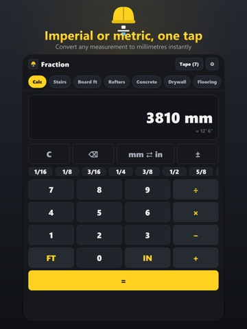 Fraction Calculator: Feet Inch iPad screenshot