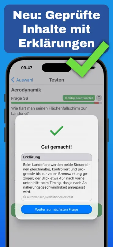 Fallschirmsprung Lernfragen screenshot 2 of 10