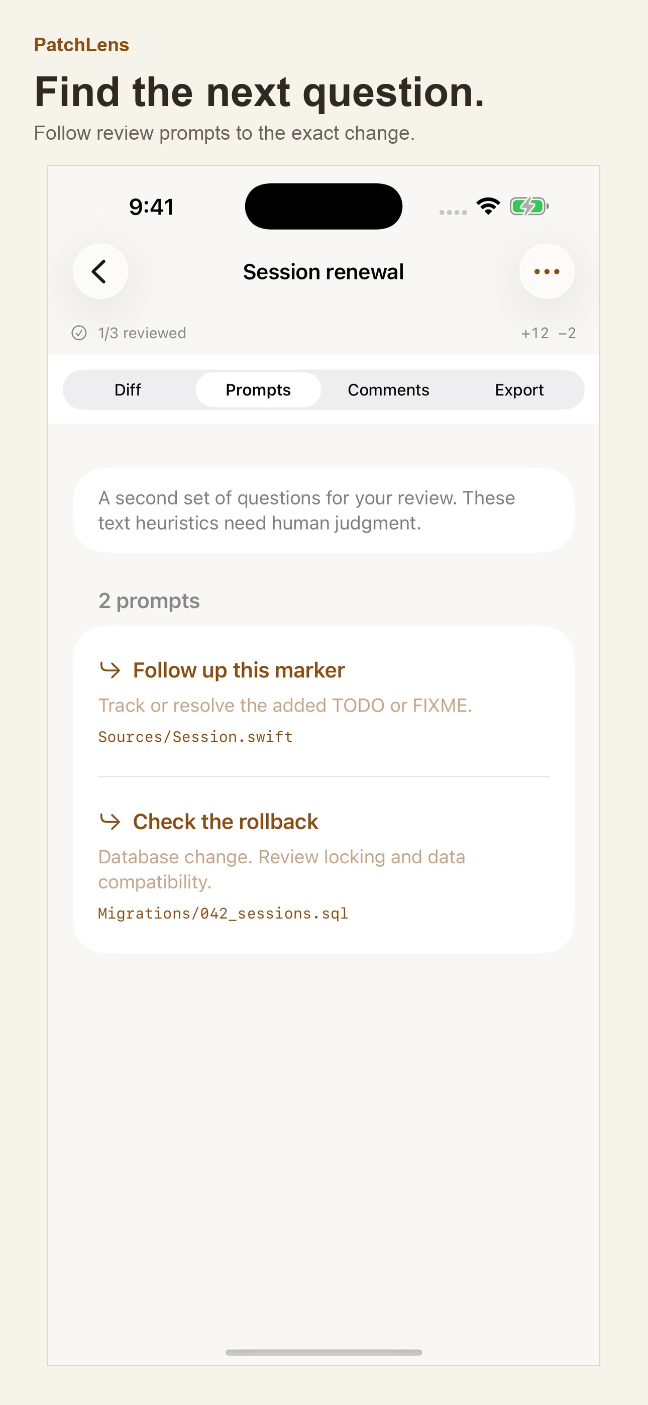 Screenshot 3 of PatchLens Git Review