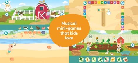 CoComelon: Learn ABCs and 123s - Users can explore diverse interactive activities, from engaging letter tracing exercises to vibrant farm scenes with familiar animals.