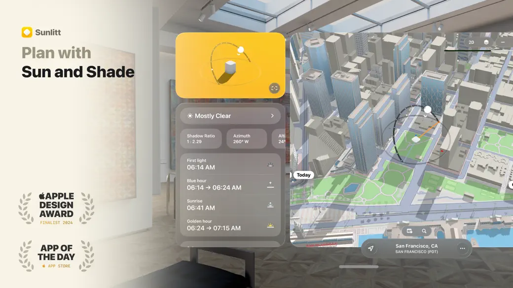 Sunlitt: 太阳轨迹追踪应用, Sun Tracker