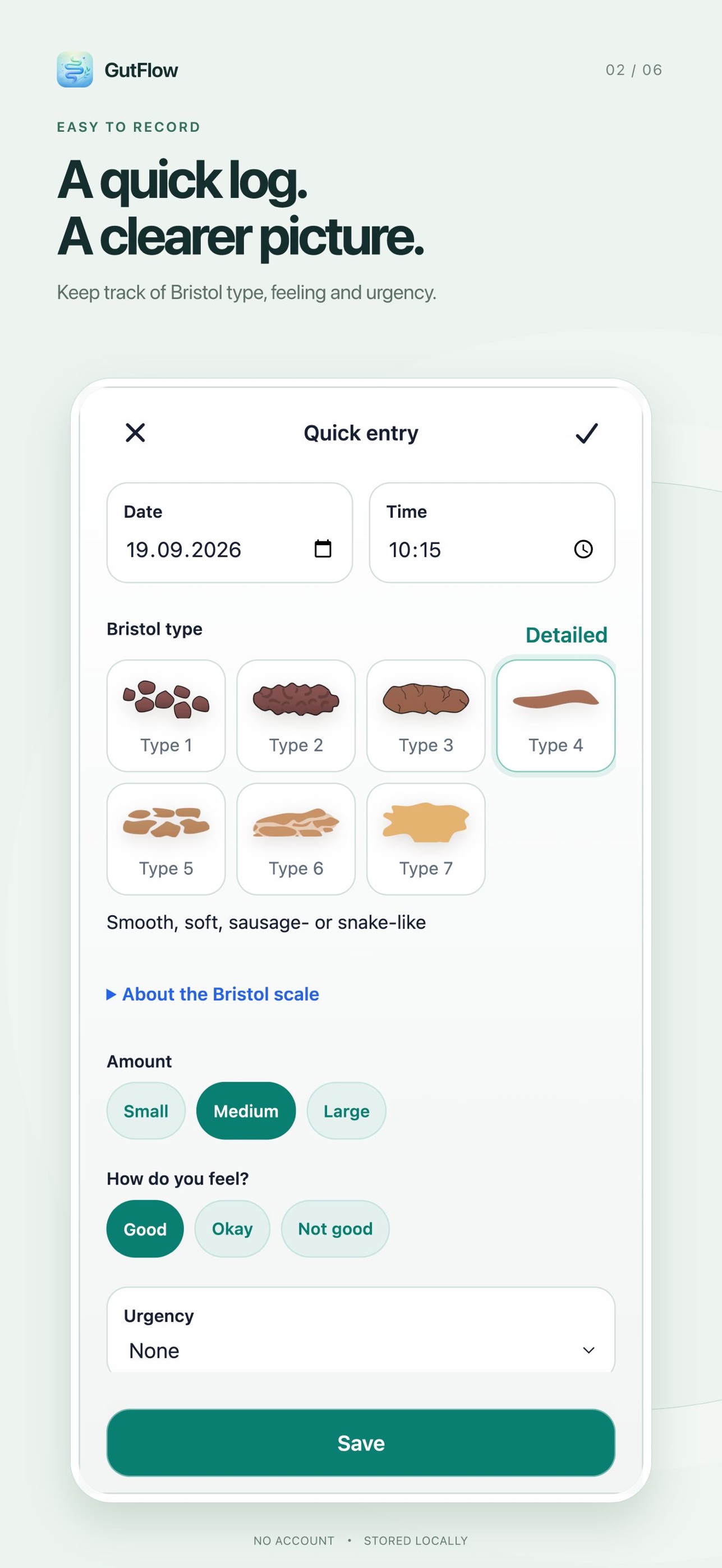 Screenshot 2 of GutFlow: Bowel & Stool Diary