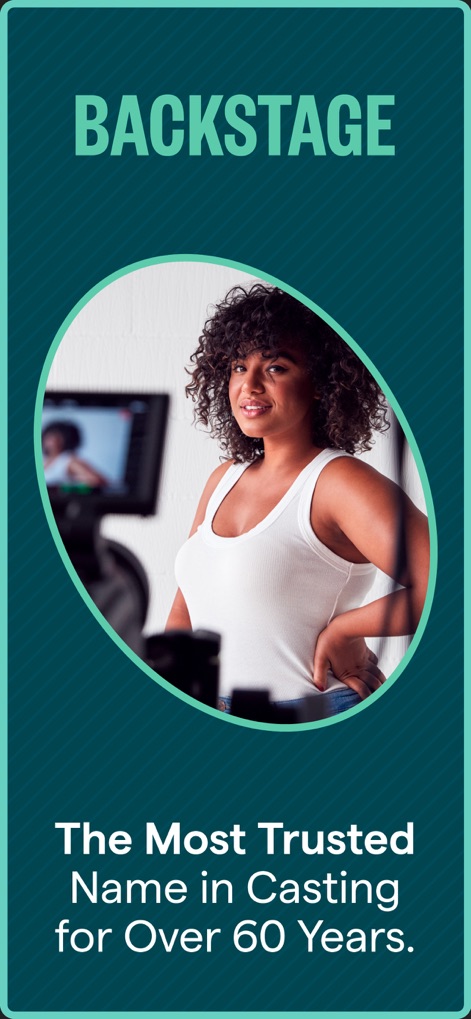 Backstage - Casting Calls - This screenshot showcases the established brand identity of Backstage and features a talent in a professional studio environment, reflecting its long-standing role in the industry.