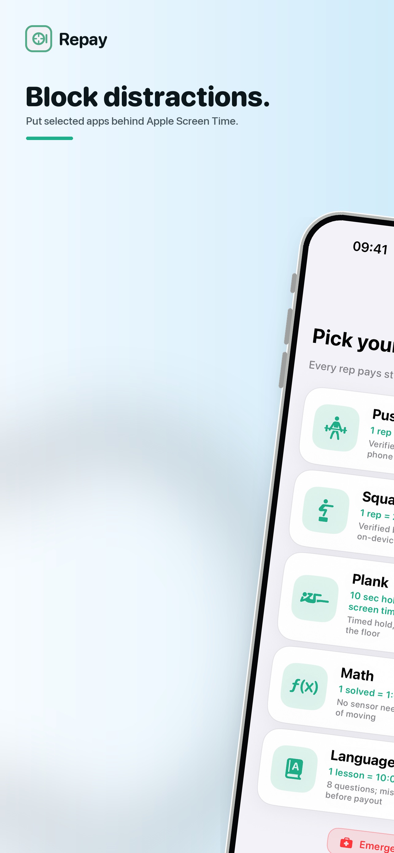 Screenshot 1 of Repay: Screen Time Blocker