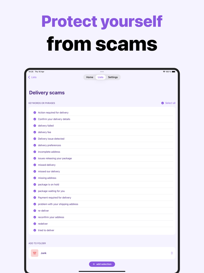 SMS Filter block spam  scams