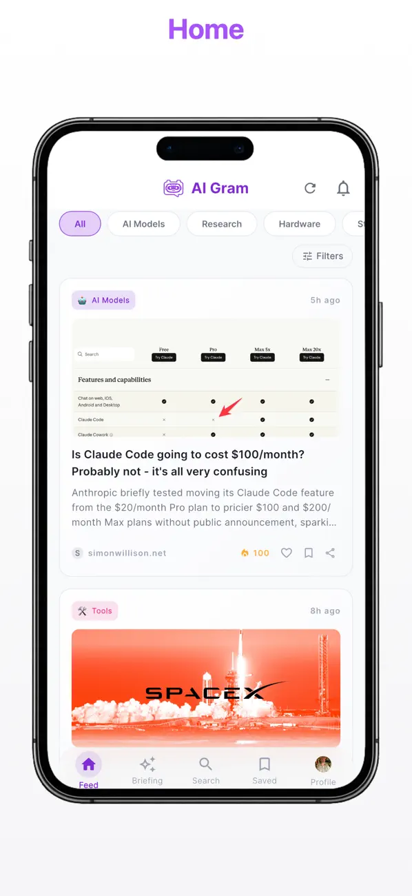 Screenshot #1 pour AIgram - AI News, Summarized