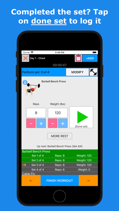 Gains - Gym Workout Plan & Log Screenshot