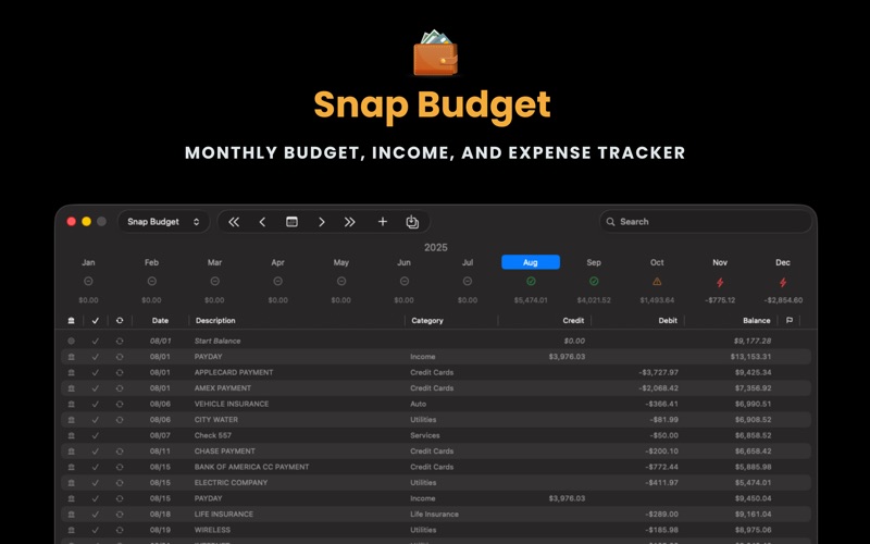 Snap Budget Planner app screenshot