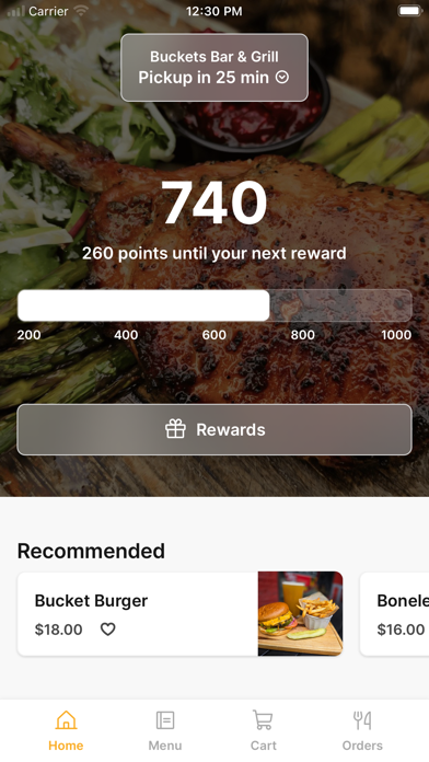 Buckets Bar & Grill app screenshot