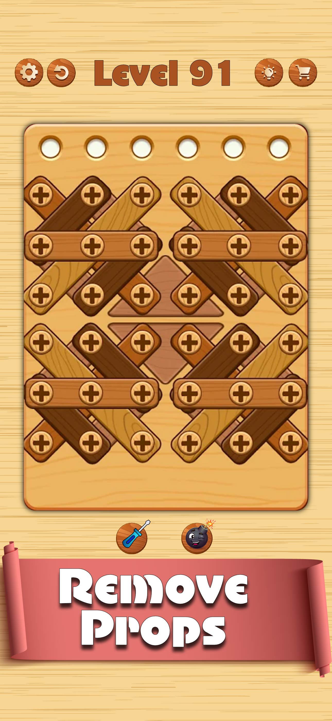 Wood Screw Pin Puzzle Game