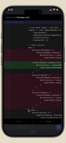 MobileCodeAI iPhone screenshot