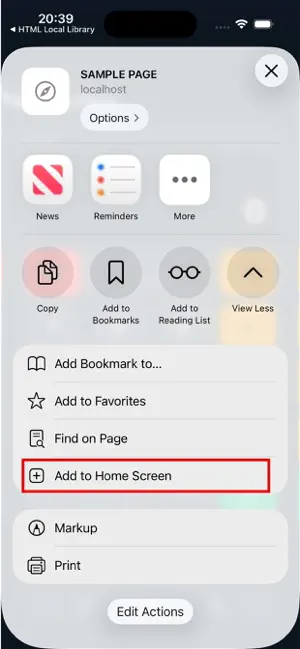 HTML Local Library for Safari iPhone screenshot 6