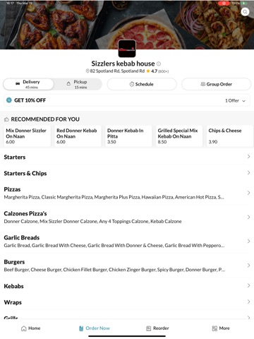 Sizzlers kebab house iPad screenshot