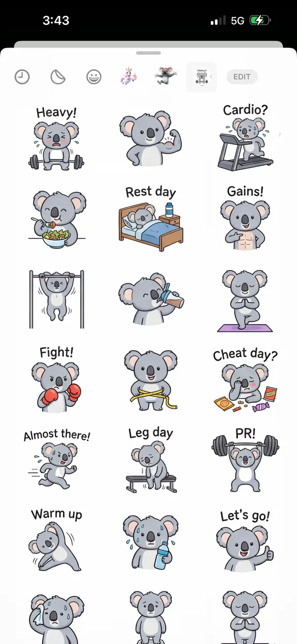 Screenshot #1 pour Fit Koala Stickers
